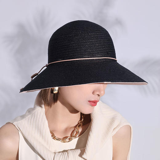 帽仕汇 条纹编织感简约度假草帽 商品图4