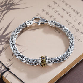 子佩集S925银【古韵绅华】手链【YFSL013】纯银仿古金珠转运交织镀金2503