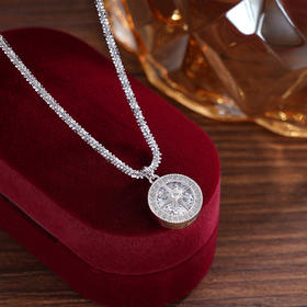 子佩集S925银【星芒幻梦】套链【FYL-1474】纯银项链时尚圆形星芒锆石八芒星2503