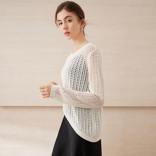 【宽松镂空针织罩衫】EITIE爱特爱显瘦百搭不规则2025夏季新款B2501610 商品图3
