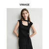 VIMAGE纬漫纪高级通勤简约修身显瘦黑色T恤上衣2025夏季新款V2313919 商品缩略图1