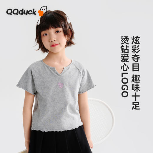 【120-165】【可可鸭】女童夏季短袖T恤修身小短款 商品图4