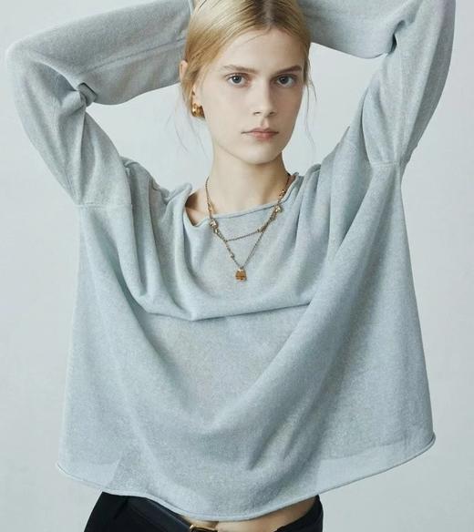 夏日刚需  日本进口MONTELUCE亚麻罩衫  一字领空气罩衫 干爽亚麻棉微透呼吸感 卷边长袖T恤 商品图0