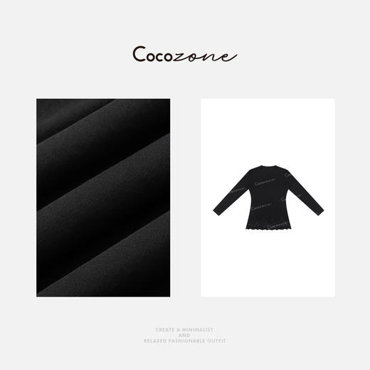 COCO ZONE刘一一【100棉】圆领显瘦蕾丝花边长袖T恤 CD1A0646 商品图2