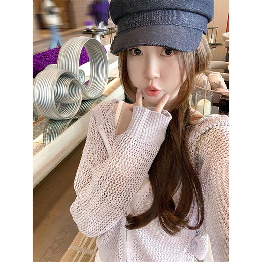 【149元任选2件】最后一波现货！韩系镂空防晒连帽针织开衫 商品图2