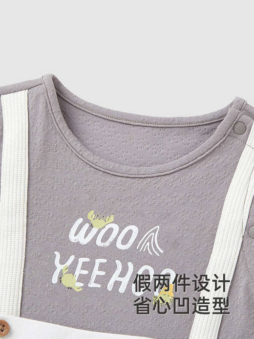 英氏婴儿衣服夏季短袖童装男童透气纯棉假两件连体衣YRHBJ2R030A 商品图4