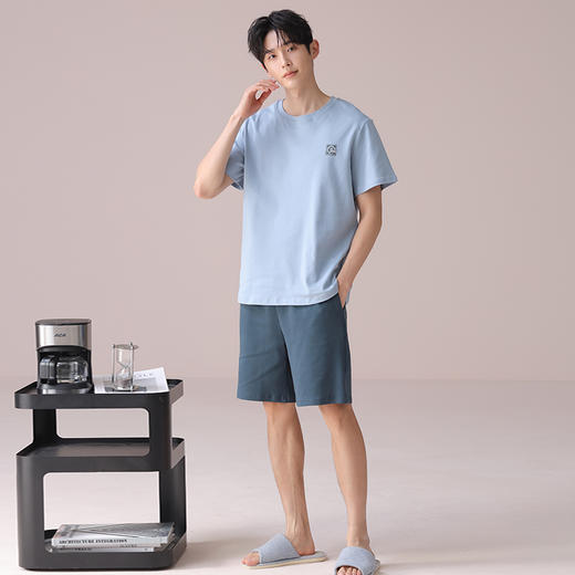 I'd爱帝男士短袖套装夏季纯棉简约拼色家居套装 商品图9
