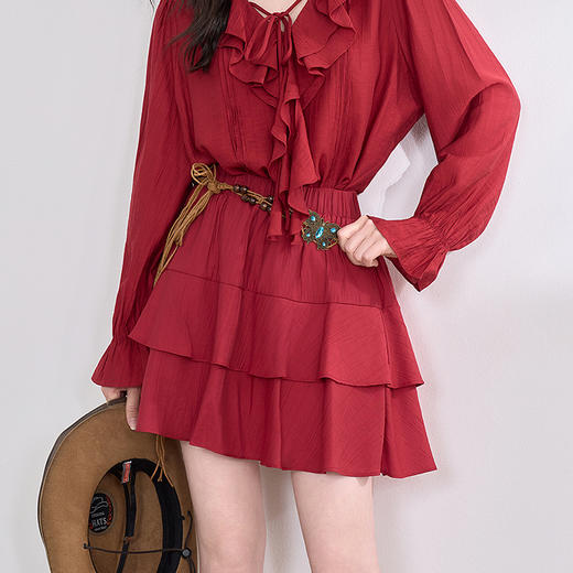 复古拼接荷叶边半身裙女短裙蛋糕裙V0450212 商品图2