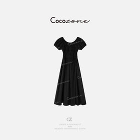 COCO ZONE刘一一 【100棉】优雅时尚抽绳圆领连衣裙 CD2A0345