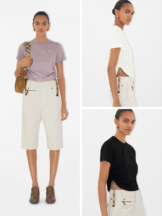 现货 THS-限时 B家 佳节设计棉质ㄒ恤 下摆褶饰织带 2色 BH2579 商品图0