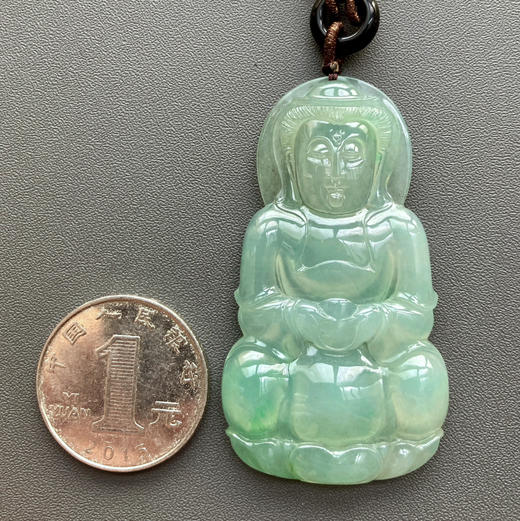 冰种淡晴水飘阳绿翡翠大观音 商品图3