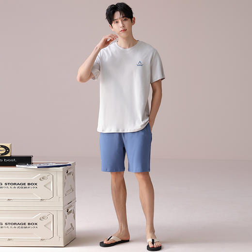 I'd爱帝男士短袖套装夏季纯棉简约拼色家居套装 商品图8