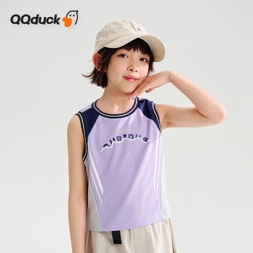 【透气网眼背心】【120-165】【可可鸭】女童背心无袖宽松网眼透气T恤 商品图3