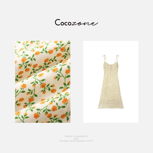 COCO ZONE 刘一一 2025新款气质收腰碎花显瘦吊带连衣裙CD2A0125 商品图2