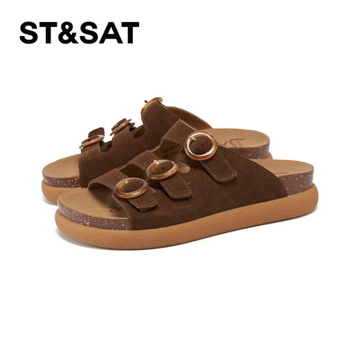 【精选牛皮】星期六复古玳瑁扣厚底凉拖SSD2110394 商品图9