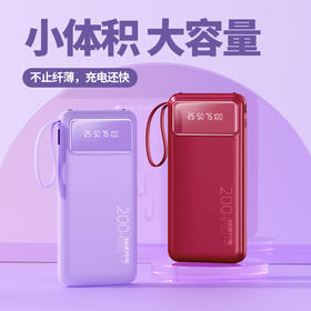 【充电宝20000毫安】自带线快充 迷你超薄共享移动电源 假期出游便携电源
