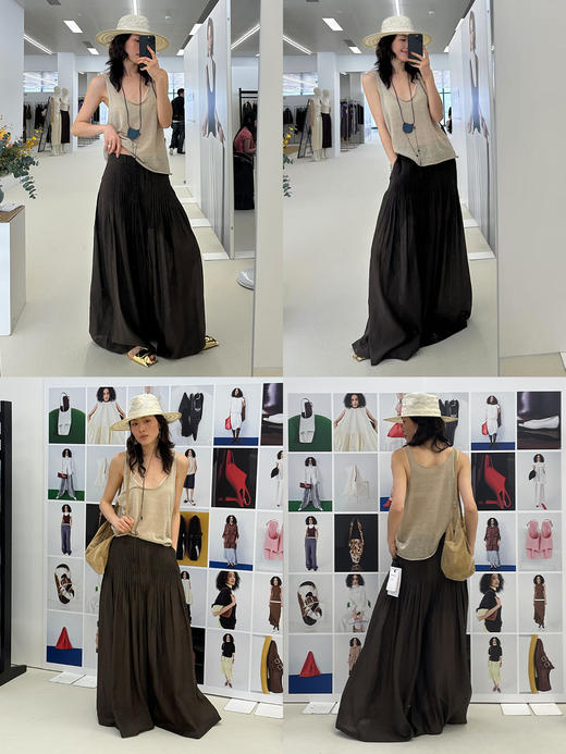 HIDEMI进口针织亚麻纱线自然肌理感背心半裙极简套装 背心/半裙 商品图5