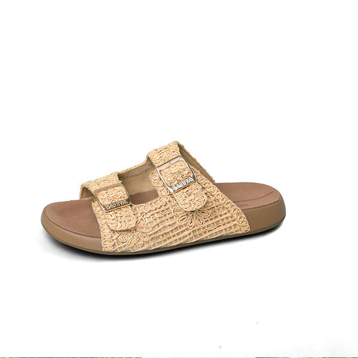 预售|Safiya/索菲娅2025复古拉菲草编织轻便休闲外穿舒适勃肯一字拖SFD2110360/SFD1110M60 商品图8