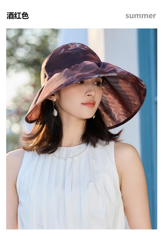 优雅高级感花朵大沿空顶帽，可折叠防晒帽遮阳帽JC-M3507 商品图2