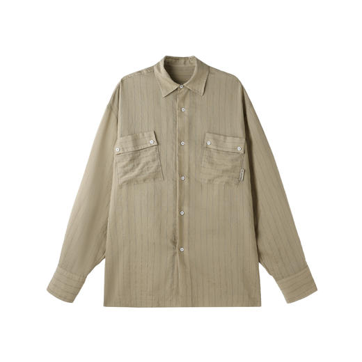 BJHG不计后果条纹衬衫外套男款夏季2025新款轻薄美式复古长袖衬衣 商品图3