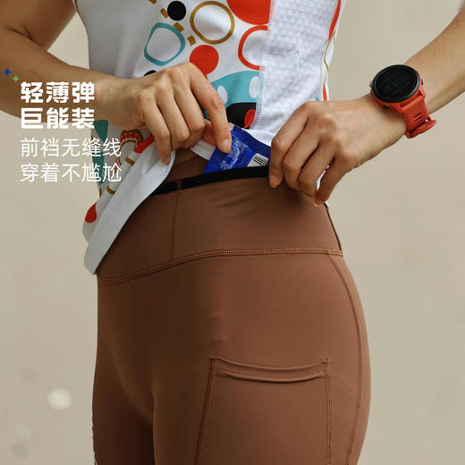 3分腰包侧包一圈仓袋紧身高弹短裤男女深咖 商品图5