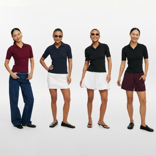 oneup凉感珠地修身短袖Polo 商品图4