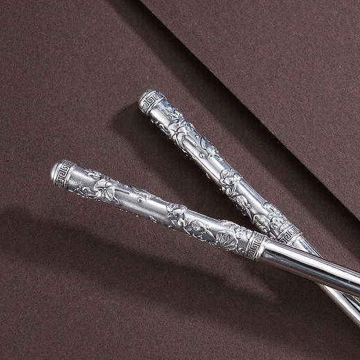 子佩集S999银【暮鼓】筷子摆件花满福堂【KZ000125】纯银餐具鱼莲2503 商品图3
