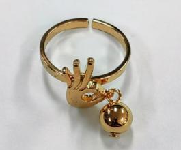 （文创）NNF-手工18K镀金OK手势金球开口戒指(SHA05104) 商品图0
