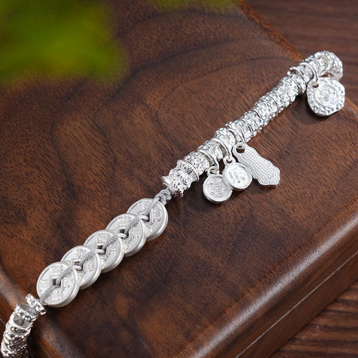 子佩集S999银【钱缘之源】手串【SC001328】纯银手链钱币钱串腰缠万贯盘缠盘缠2503 商品图2