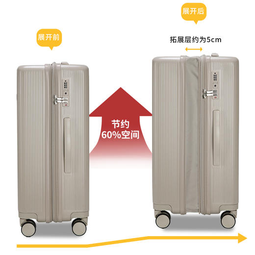 时尚轻便可扩展拉杆箱PC行李箱简约拉链登机箱万向轮手机支架挂钩 商品图5