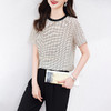 KQ-90621大码衣服真丝条纹印花休闲半袖T恤女宽松桑蚕丝上衣短袖t恤女装夏 商品缩略图1