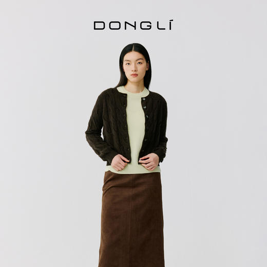 东黎 • 山羊绒女士秋季百搭时尚彩色绞花开衫 4623 商品图0