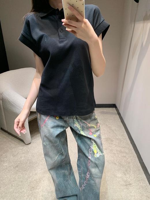 SaintLauren*圣罗兰2025SS春夏新款字母刺绣珠地棉POLO衫（DQJ） 商品图2