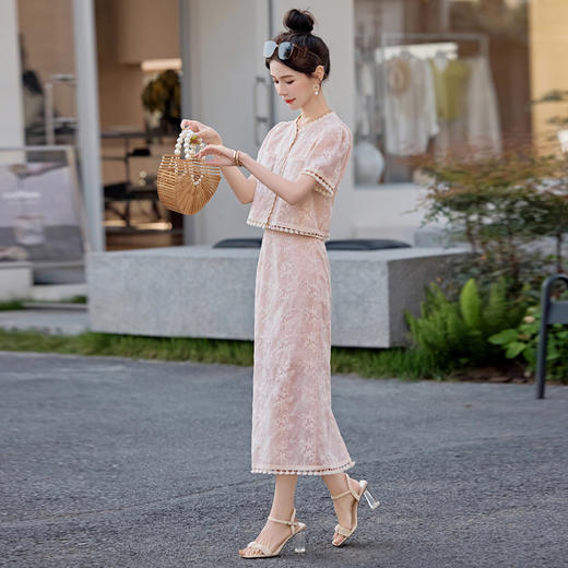 小香风气质重工流苏边套装，时尚显瘦上衣半裙两件套HR-YJLY8553A 商品图2