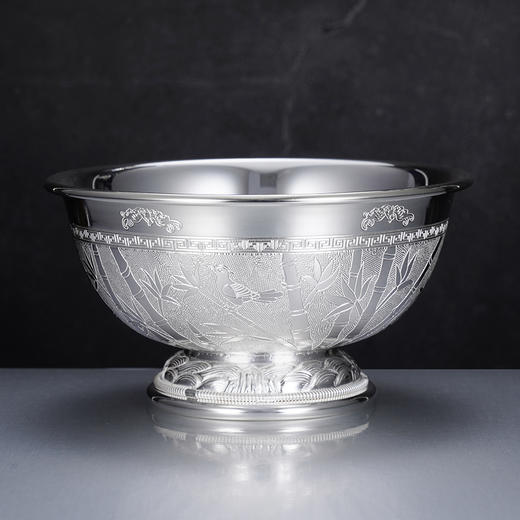 子佩集S999银【竹报平安】碗摆件【FS020】纯银2503 商品图1