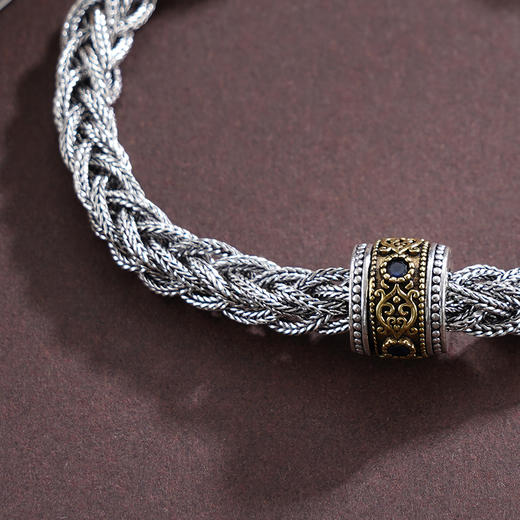 子佩集S925银【古韵绅华】手链【YFSL013】纯银仿古金珠转运交织镀金2503 商品图6