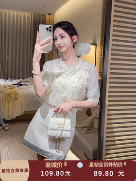 张心子【巴洛克花朵】温柔气质立体花边雪纺衫上衣 U2504007