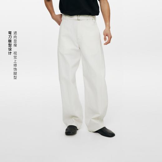 oneup斜纹腰带弯刀裤 商品图1