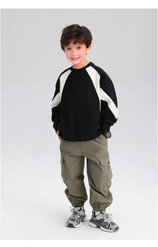 裁缝学苑TQ157男童卫衣秋冬款儿童拼接运动秋装中大童宽松上衣帅气男孩秋季 商品图4