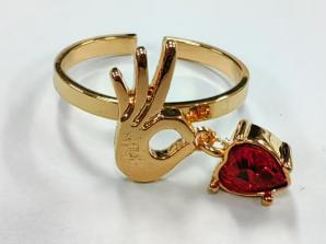 （文创）NNF-手工18K镀金OK手势爱心开口戒指(SHA05102) 商品图0