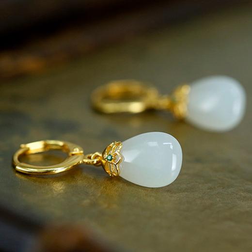 Winy925银和田玉水滴耳坠配证书 商品图4