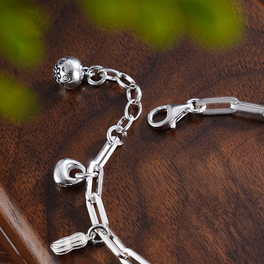 子佩集S925银【福华凝萃】手串【TSB0001-47】纯银手链葫芦福字花生铃兰铃铛可响钱串腰缠万贯盘缠盘缠2503 商品图4