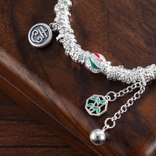 子佩集S999银【竹福仙径】手串【SC001218】纯银手链铃铛可响钱串吉腰缠万贯盘缠盘缠2503 商品图3