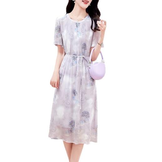 KQ-P09103    03双绉真丝连衣裙女2025新款夏季法式收腰显瘦气质短袖桑蚕丝裙子 商品图4