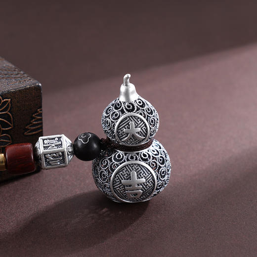 子佩集S999银【福吉双临】钥匙扣【JFQGJ002】纯银小摆件葫芦花丝大吉2503 商品图1