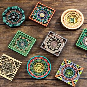 悦然木质藻井冰箱贴