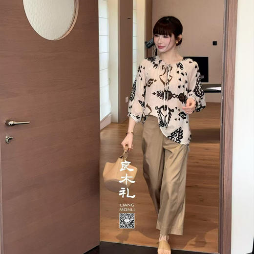 良木礼高级感气质氛围印花休闲衬衫（0751） 商品图1