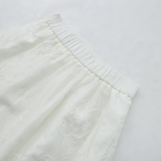 复古文艺感天丝重工肌理感绣花半身裙女松紧腰伞裙V0550226 商品图5