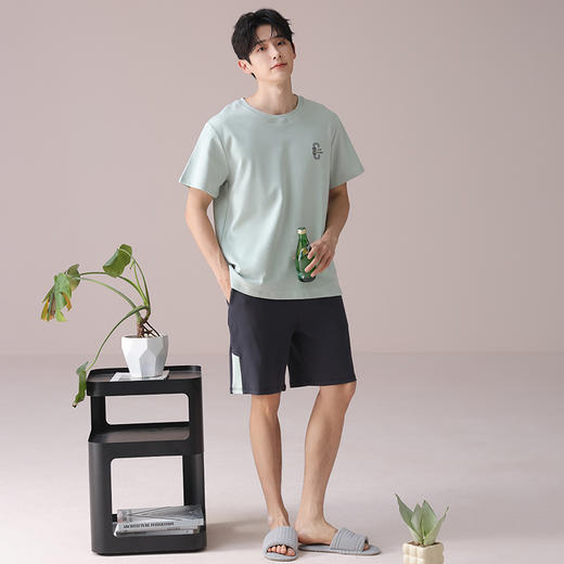 I'd爱帝男士短袖套装夏季纯棉简约拼色家居套装 商品图7