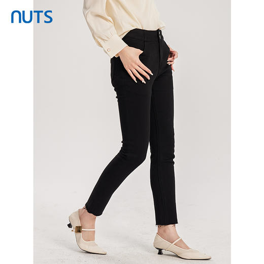 NUTS夏季新品黑色时尚显瘦气质水洗牛仔长裤4351101A1 商品图2